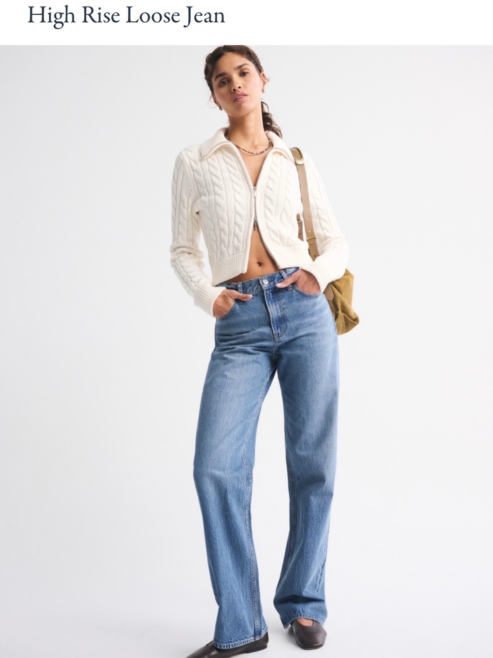 Abercrombie High-Rise Loose Straight Jeans in Light Blue